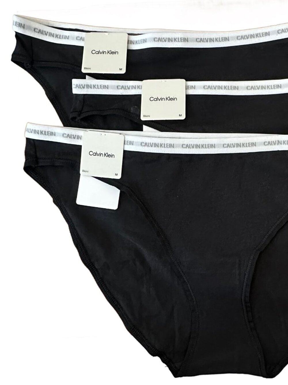 New Calvin Klein Cotton Bikini Panty - 3 Pack - Black - Size Medium